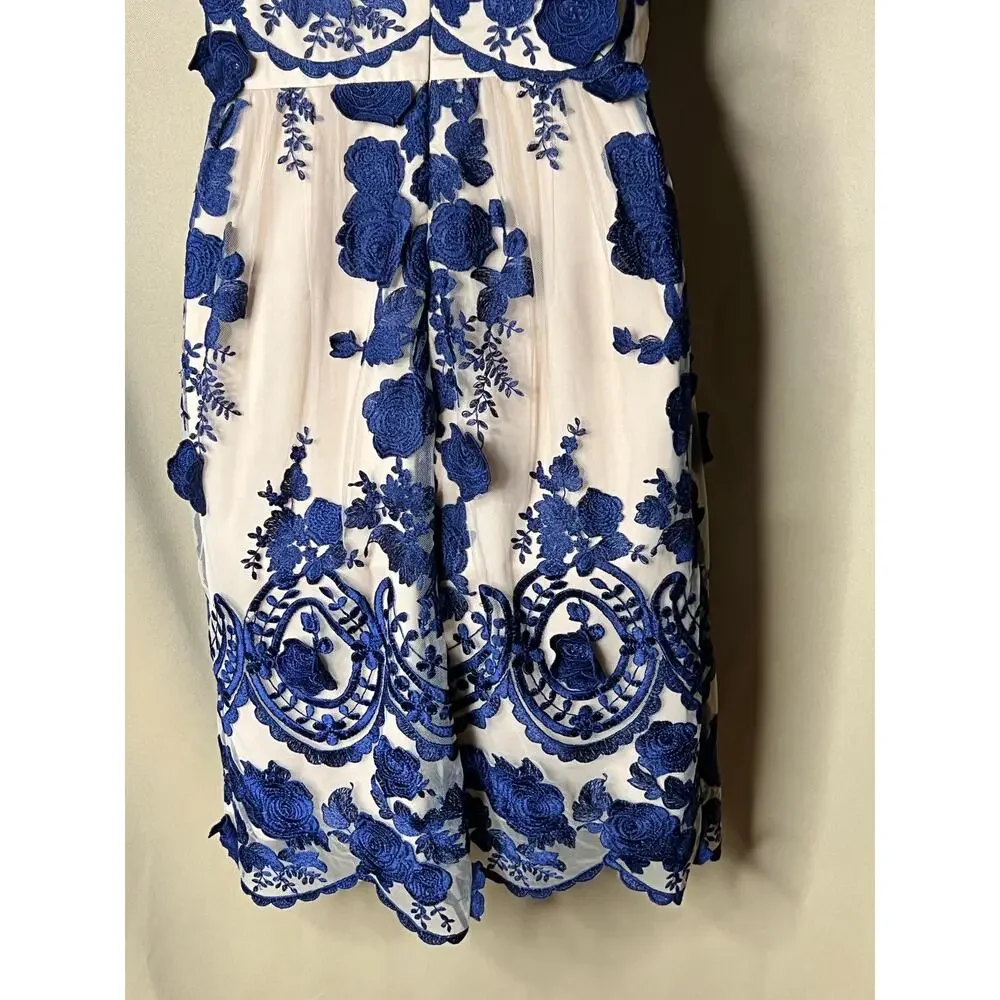 Marchesa Notte Navy Mena Embroidered Tulle Dress 4_7
